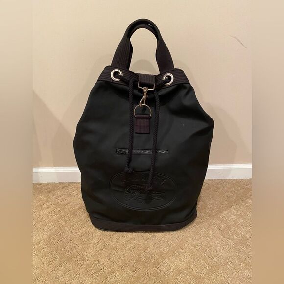 Lacoste Handbags - Extra Large Vintage 1990s Lacoste Travel Weekender Luggage Backpack- Black
